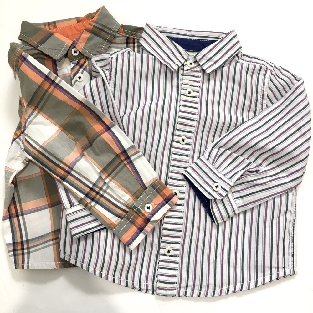 First Impressions baby boy bundle 2-pcs button up long sleeve cotton shirt